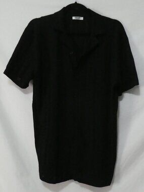 COOFANDY Black Textured Vacation Beach Short Sleeve Button-Up Shirt - Size Large